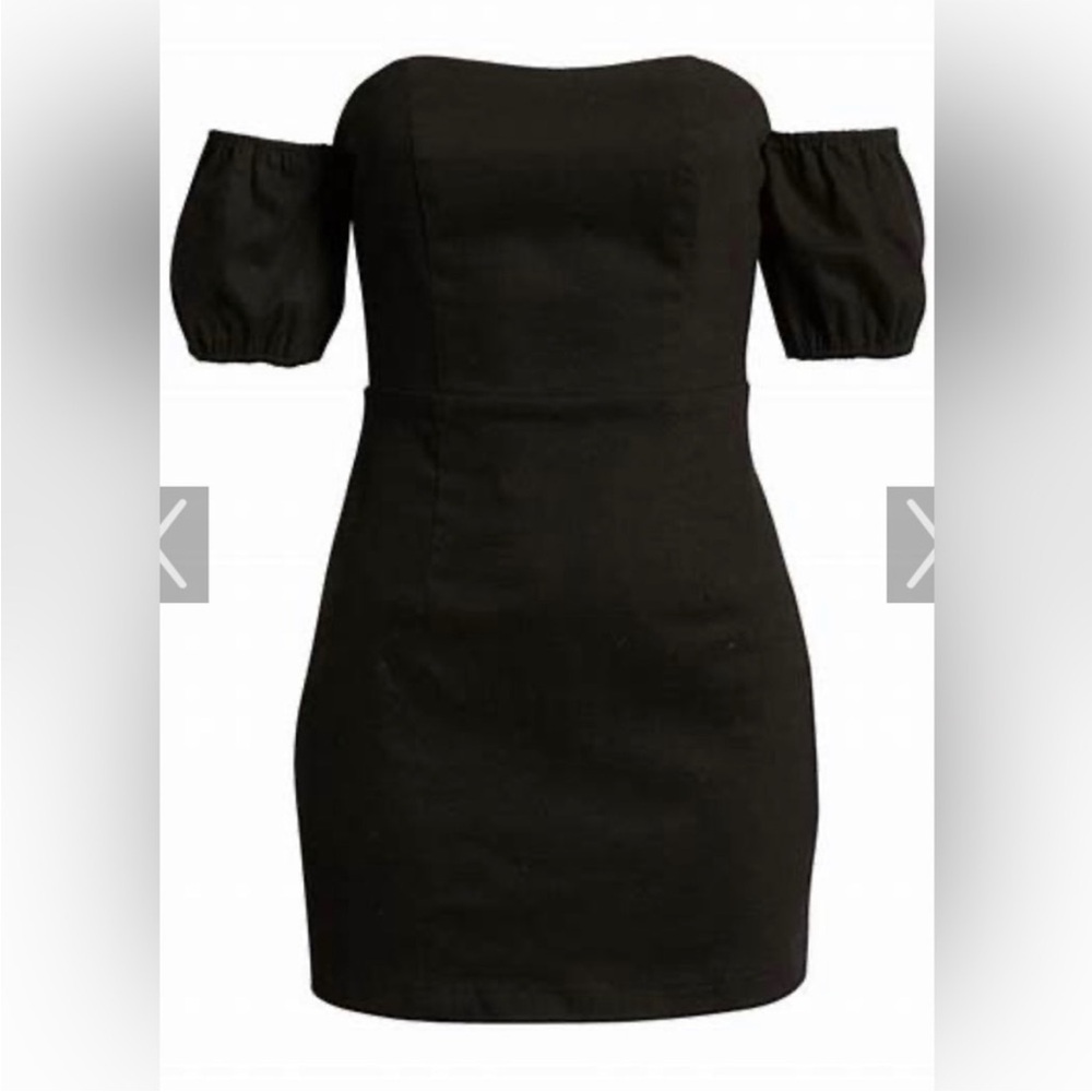 Lulus off the shoulder black denim mini dress